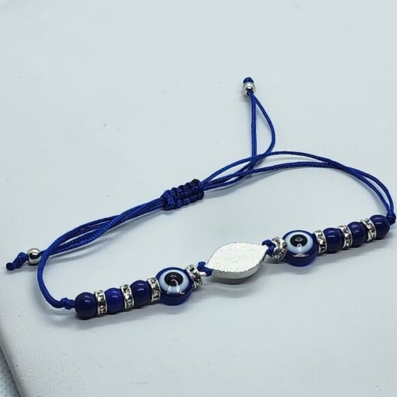 Brand New BLUE Evil Eye Adjustable Bracelet - Picture 4 of 4